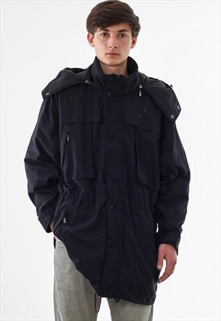 VINTAGE MOSCHINO FIELD PARKA COAT 90S BLACK