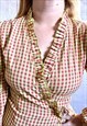 VINTAGE YELLOW CHECKED GINGHAM 90'S MINI WRAP DRESS