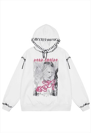 HAND-STITCHED CHARACTER PRINT HOODIE