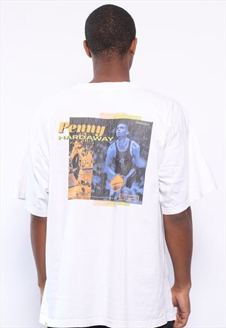 VINTAGE NIKE PENNNY HARDAWAY BIG LOGO T-SHIRT WHITE