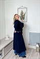 NAVY BLUE WOOL BLEND MAXI COAT