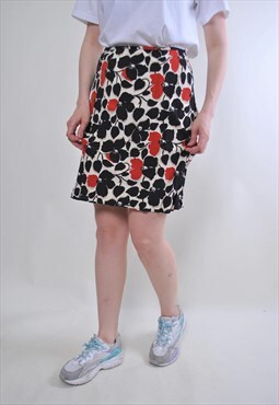 Floral print women vintage midi skirt