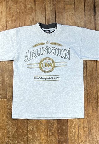 VINTAGE GREY PRINT SINGLE STITCH T - SHIRT