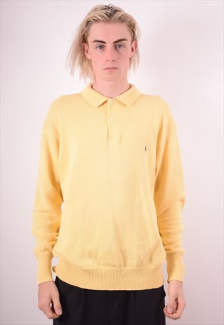 POLO RALPH LAUREN MENS VINTAGE JUMPER SWEATER XL YELLOW 90S