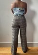 VINTAGE 90S TALBOTS BROWN PLAID HOUNDSTOOTH TROUSERS (M) 