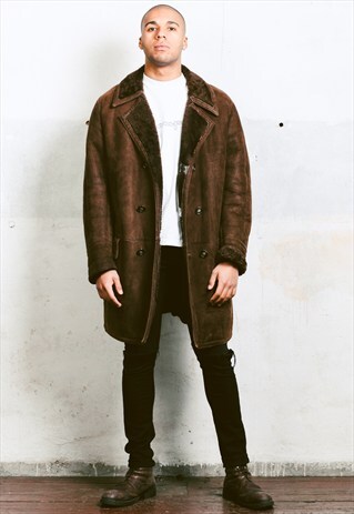 VINTAGE SHEEPSKIN SHERPA LEATHER COAT