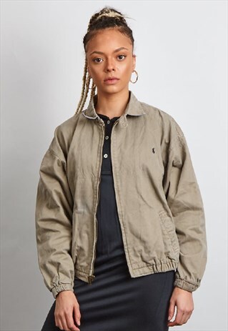 VINTAGE 90'S POLO RALPH LAUREN BEIGE BOMBER JACKET