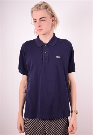 LACOSTE MENS VINTAGE POLO SHIRT SMALL NAVY BLUE 90S