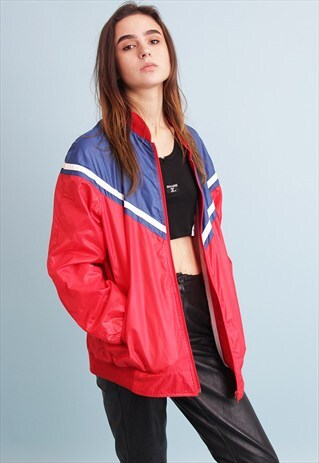 VINTAGE 80'S RETRO OVERSIZED ATHLEISURE BOMBER JACKET