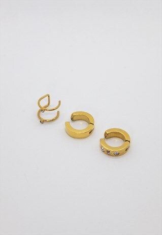 GOLD CRYSTAL EARCUFF EARRING SET OF 3