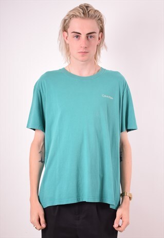 CALVIN KLEIN MENS VINTAGE T-SHIRT TOP LARGE GREEN 90S