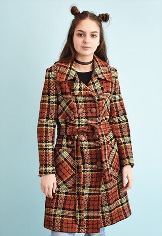 70'S RETRO MOD CHECKED TWEED COAT