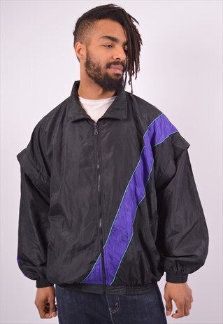 VINTAGE TRACKSUIT TOP JACKET BLACK