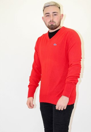VINTAGE IZOD LACOSTE SWEATER JUMPER IN RED LARGE