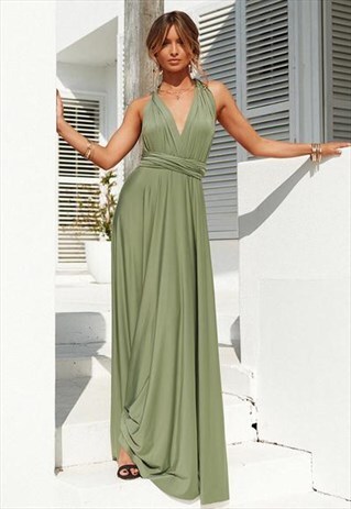 KHAKI MULTIWAY MAXI DRESS