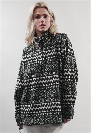 VINTAGE 80'S INVICTA MONOCHROME PATTERN FLEECE
