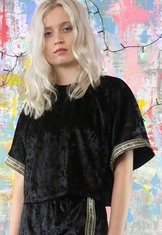BLACK VELVET KIMONO SLEEVE TOP