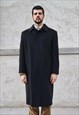 90S VINTAGE WOOL BLACK BLUE COAT