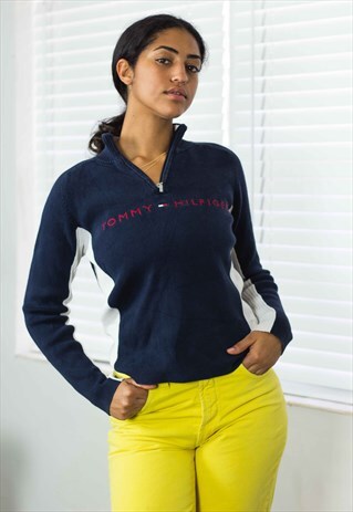 VINTAGE TOMMY HILFIGER 1/4 ZIP JUMPER LOGO 90S L 18.1