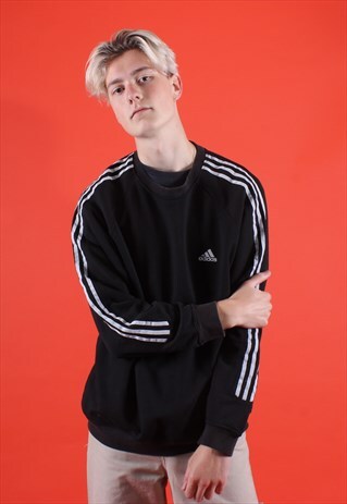 BLACK ADIDAS EMBROIDERED SWEATSHIRT