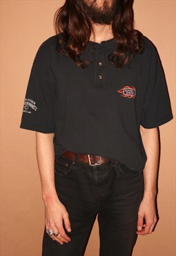 Vintage 2001 harley davidson black button henley t-shirt XL