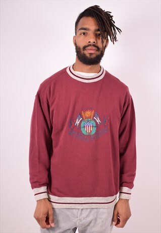 MENS VINTAGE SWEATSHIRT JUMPER XL MAROON 90S