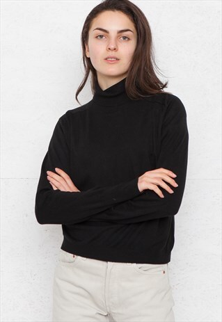 VINTAGE BLACK PRINCIPLES TURTLE ROLL NECK JUMPER SWEATER