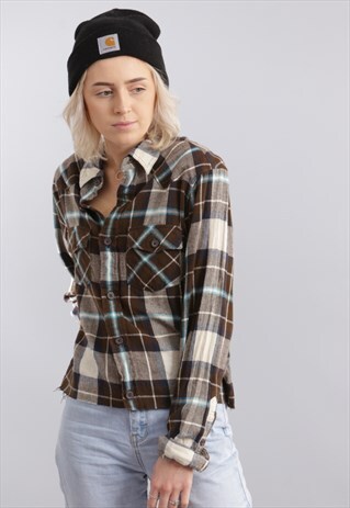 VINTAGE REWORKED CROPPED FLANNEL SHIRT Z1003