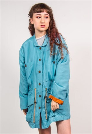 VINTAGE 90'S PASTEL BLUE OVERSIZED LIGHTWEIGHT PARKA JACKET