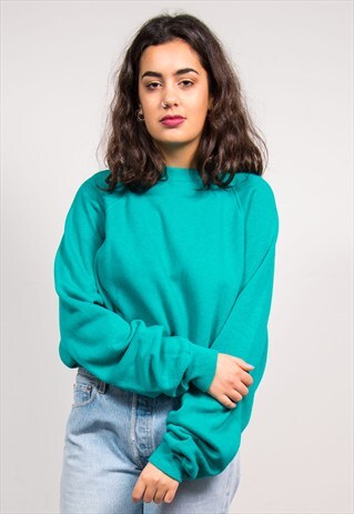 VINTAGE 90'S TURQUOISE BASIC SWEATSHIRT JUMPER
