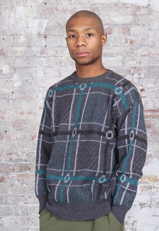 VINTAGE GIORGIO ARMANI PATTERN JUMPER GREY