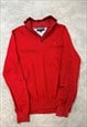 TOMMY HILFIGER KNITTED JUMPER 1/4 ZIP SWEATER WITH LOGO