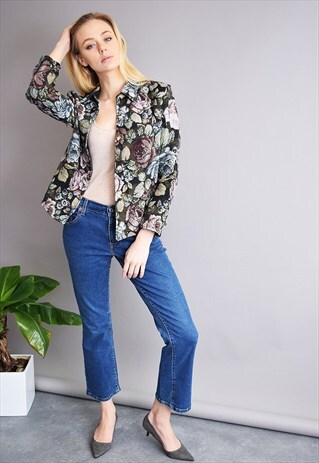 90'S RETRO FLORAL TAPESTRY CLASSY JACKET