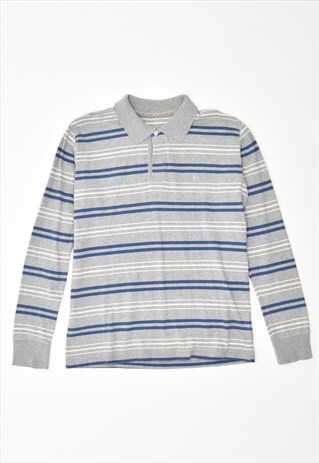 VINTAGE WOOLRICH POLO SHIRT LONG SLEEVE STRIPES GREY