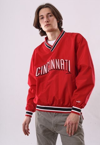 VINTAGE MENS PUMA CINCINNATI PULLOVER WINDBREAKER JACKET