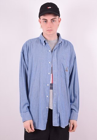 CHAPS RALPH LAUREN MENS VINTAGE SHIRT XL BLUE STRIPES 90'S