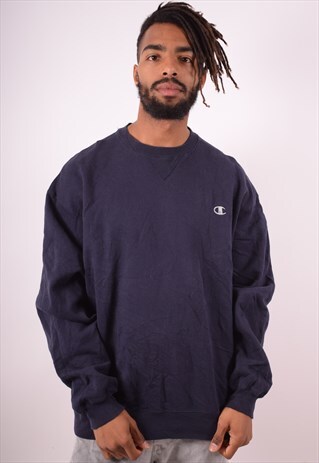 CHAMPION MENS VINTAGE SWEATSHIRT JUMPER XL NAVY BLUE 90S