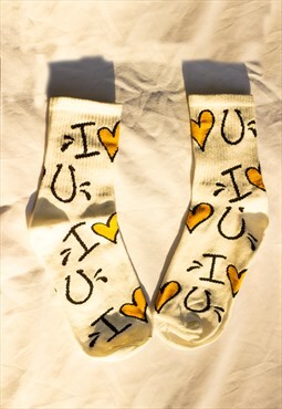 Yellow Bold Love Print Socks