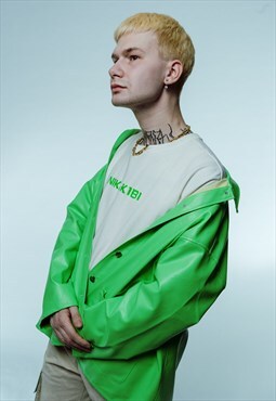 Unisex PU neon green oversized jacket
