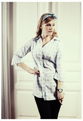 VINTAGE 90'S BLUE/WHITE CHECKED COTTON SHIRT