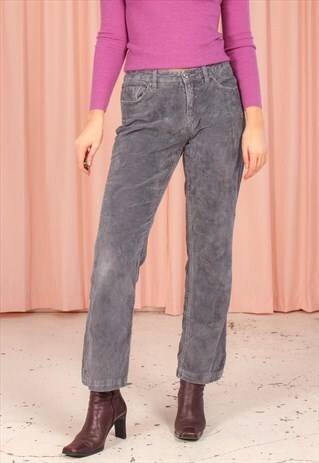 VINTAGE 90S CORDUROY TROUSERS IN GREY