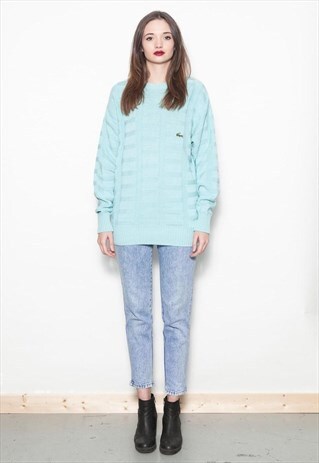 VINTAGE 90'S TURQUOISE OVER-SIZED UNISEX LACOSTE JUMPER