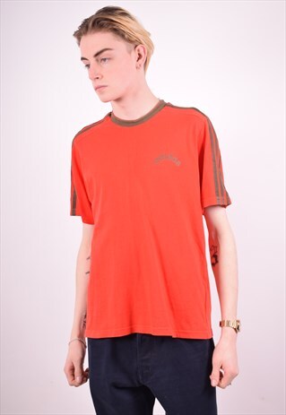 ADIDAS MENS VINTAGE T-SHIRT TOP MEDIUM RED 90S