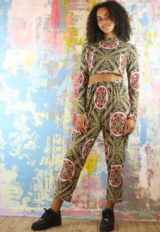 TROUSERS & TOP CO-ORDINATES IN GOLD STAR PRINT