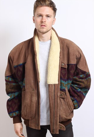 VINTAGE AZTEC NAVAJO FLEECE LINED JACKET