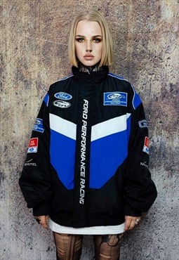 Ford motorcycle jacket patch racing racer varsity in blue