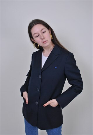 90S BLACK FORMAL BLAZER, VINTAGE MINIMALIST SUIT JACKET