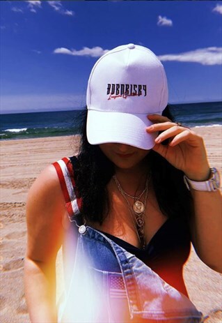 BORN RISKY EMBROIDERED WHITE CAP