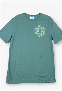 Vintage CHAMPION Logo T-Shirt Green Medium BV17477