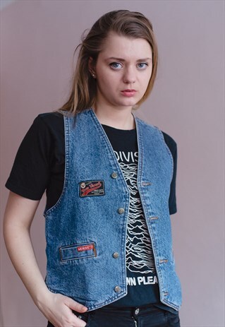 VINTAGE 90S FUNKY DENIM WAISTCOAT